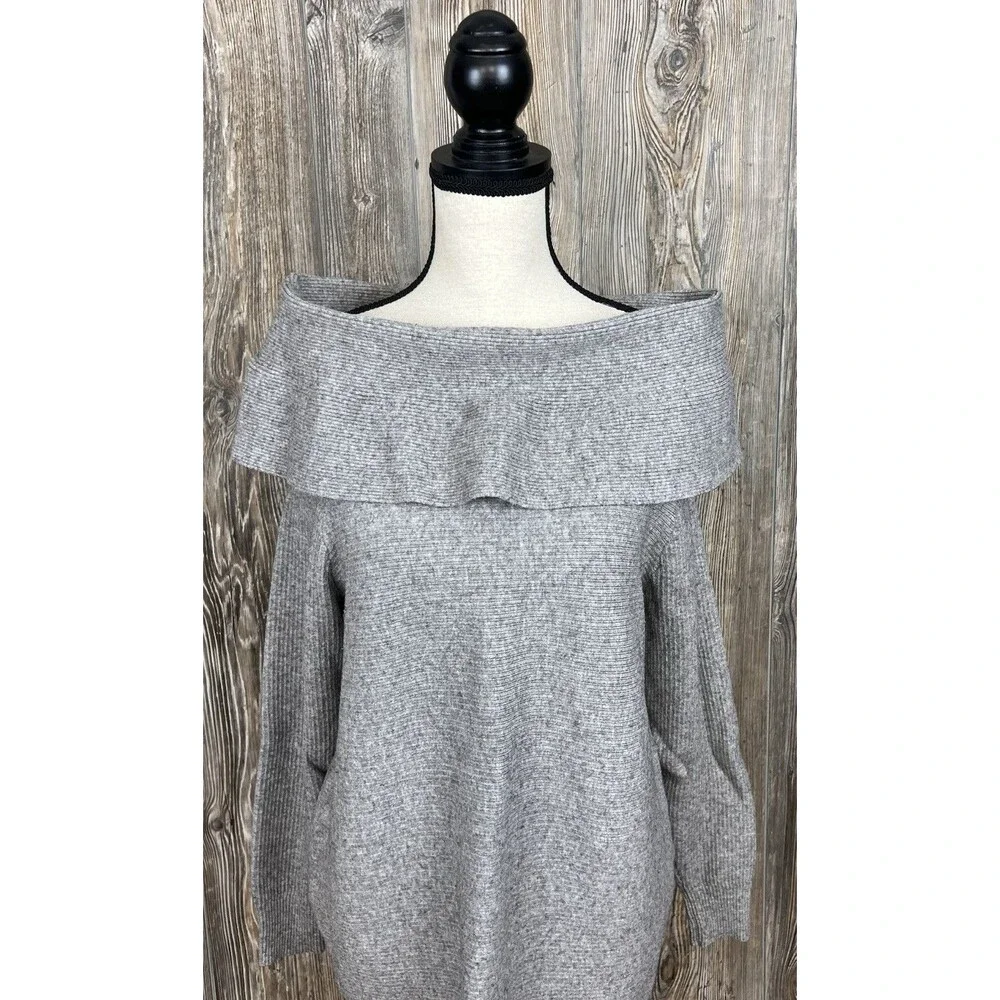 Seraphine Maternity Sweater Grey Knit Cowl Neck MED Soft‎ Cozy Warm Winter Chic - Picture 7 of 14